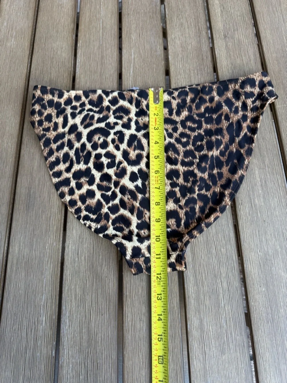Sun Streak by Newport News Leopard Print High Cut Bikini Bottoms Vintage 90 Swim